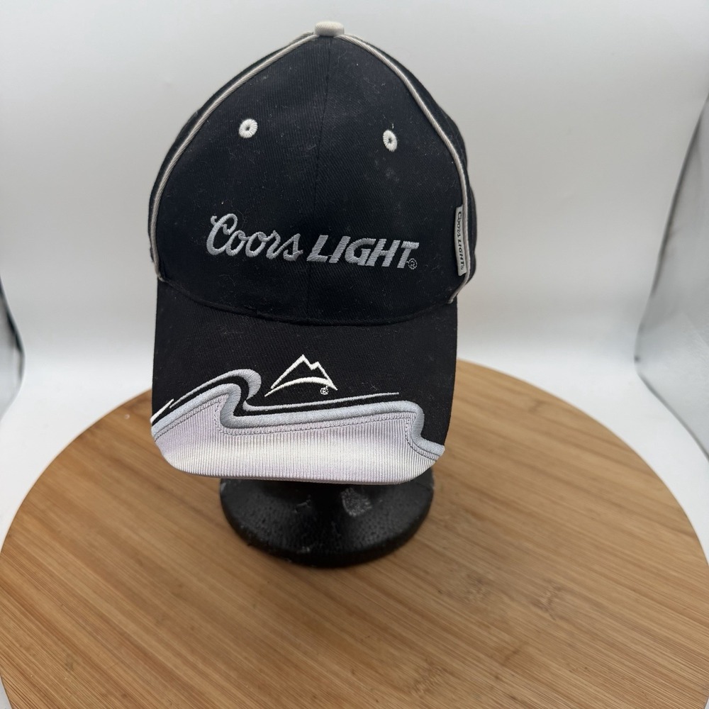 Coors Light Baseball Hat‎ Cap Black Silver/Grey Accents Adjustable